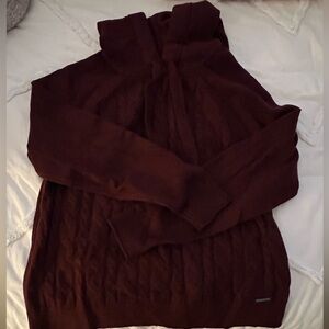 Abercrombie Maroon Hooded Cable Knit Sweater